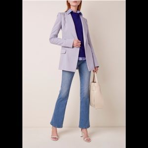 Brandon Maxwell Longline Ponte Blazer in Blue